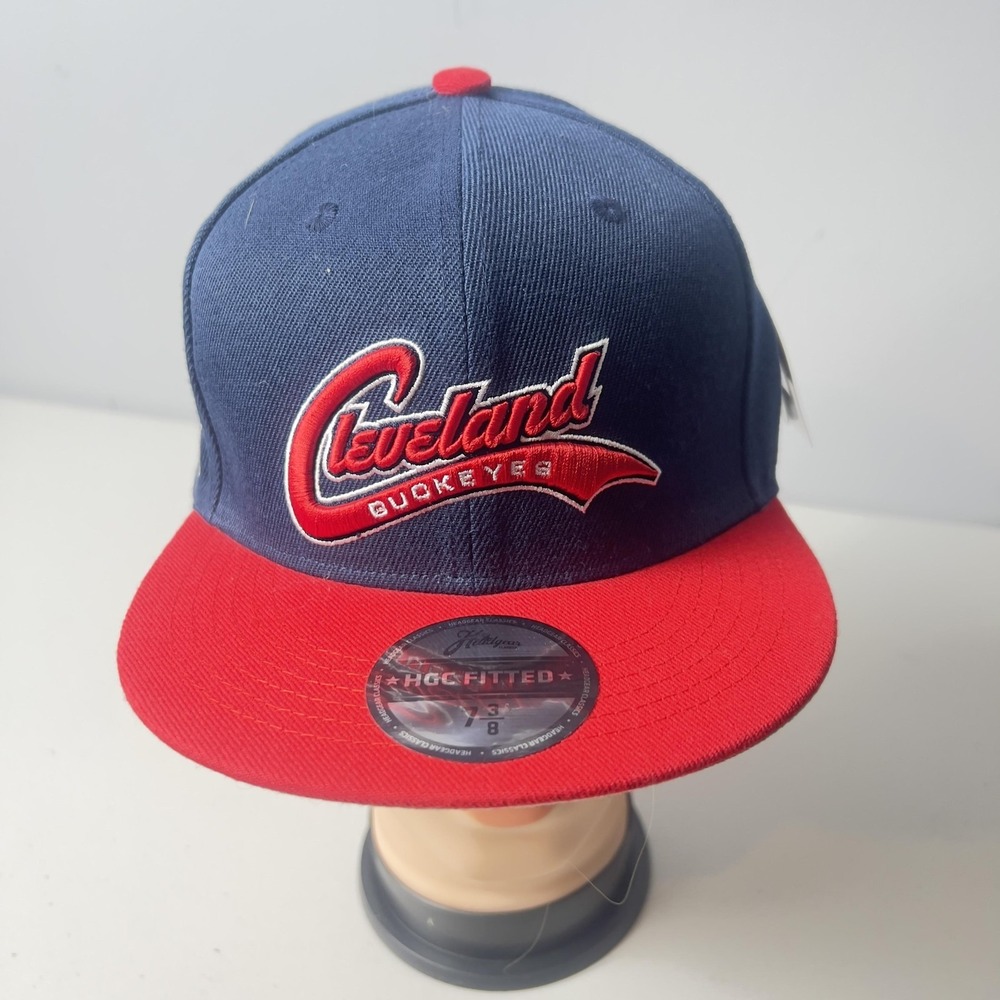 Cleveland Buckeyes Hat Cap Fitted Mens 7 3/8 Blue Red Negro Leagues Headgear
